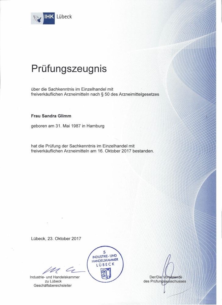 IHK Sachkundenachweis für freiverkäufliche Arzneimittel